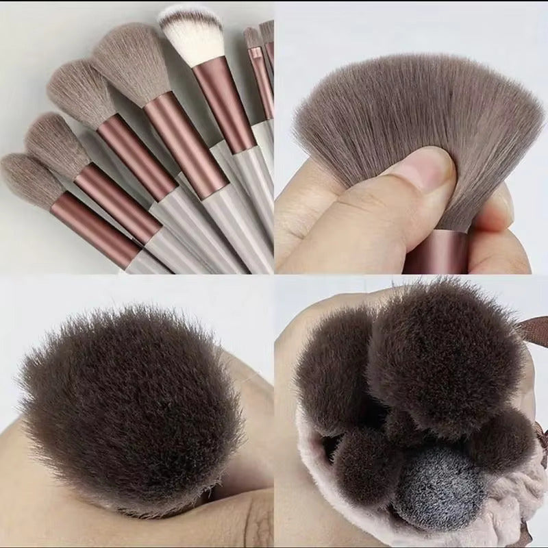 Soft nylon bristles on professional makeup brushes for smooth makeup application.