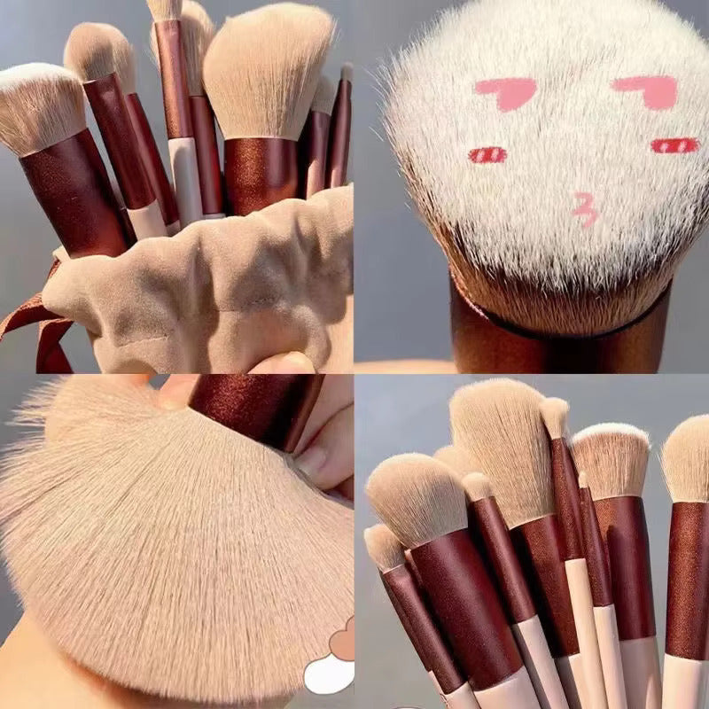 13 Piece Professional Makeup Brush Set with Soft Bristles & Travel Pouch