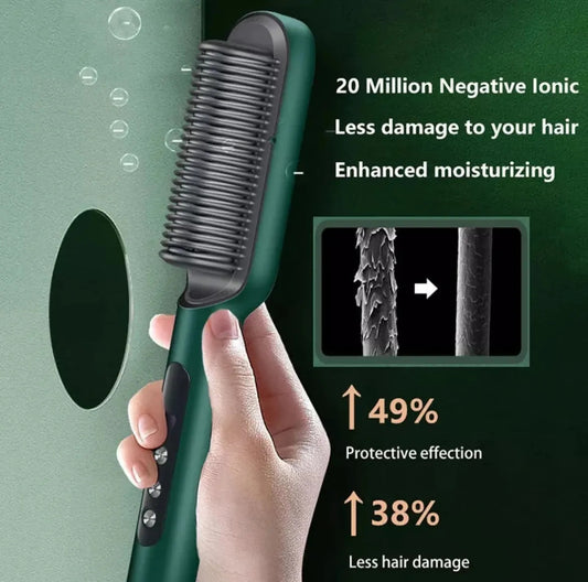 Electric combs for straightening hair and beard with ceramic heating technology for fast styling.