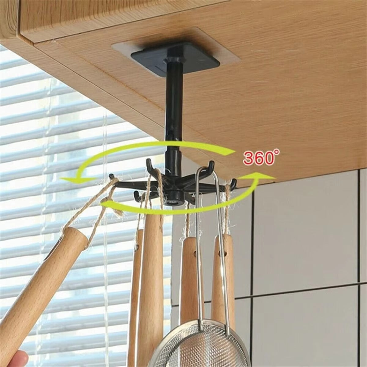 360° Rotating Kitchen Hook – No-Drill Self-Adhesive Kitchen Organizer & Multipurpose Hook 2 PAIRS